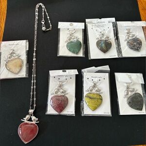 QVC Silver Chain (925) w/ 7 Colorful Heart Pendants